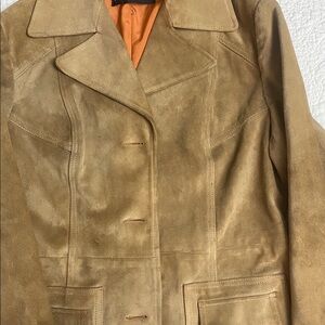 Beautiful Vintage 1970’s Women’s Camel Suede  Belted Jacket Coat Blazer Size M